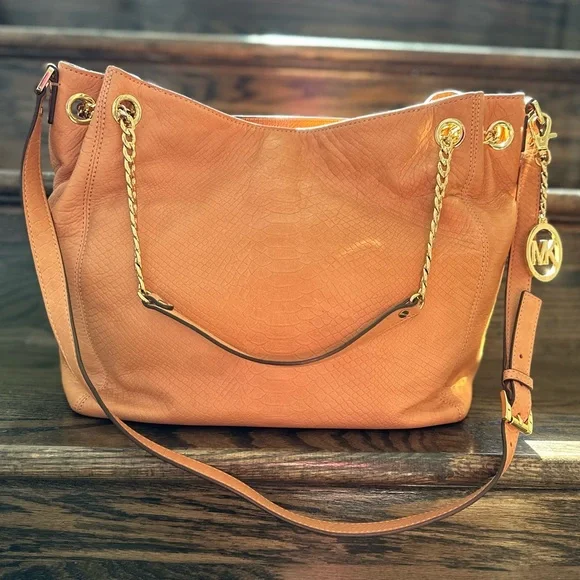 Michael Kors Jet Set Chain Gather Shoulder Bag Women Leather Purse - Picture 2 of 16